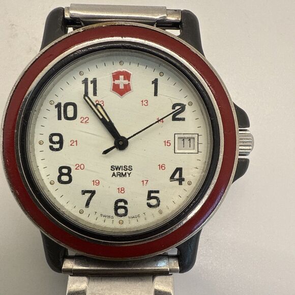 Victorinox Swiss Army Watch Men's Red Bezel Glow In The Dark 5 ATM (New Battery) - Picture 2 of 8